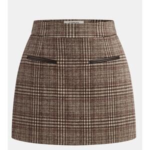 Commense Plaid Tweed Mini Skirt, S